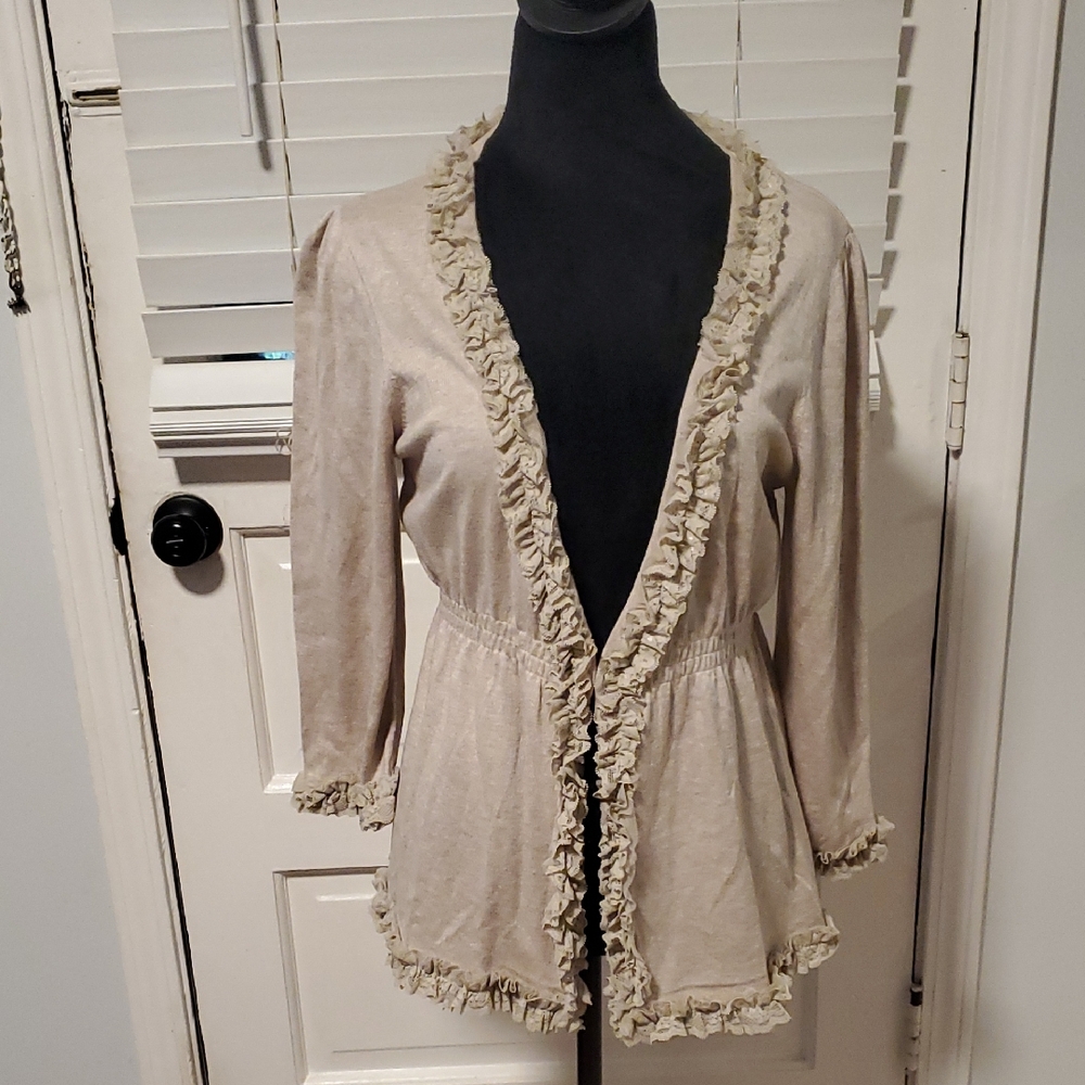 INC International Concepts Beige Silk Blend Cardigan